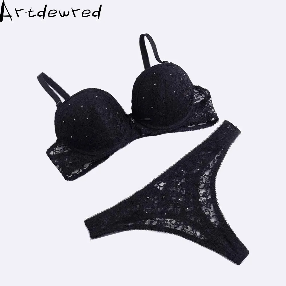 

Artdewred Brand Sexy Underwear Women Bra Set Lingerie Set Luxurious Vintage Lace Embroidery Push Up Bra And Panty Set