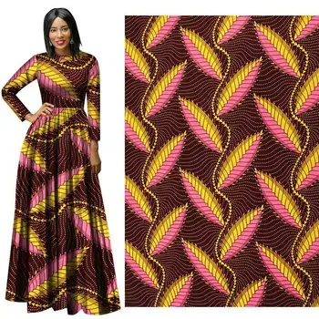 

Feather African Real Wax Print Fabric For Sewing Dress 2020 High quality Polyester Ankara Wax Fabric 6Yards