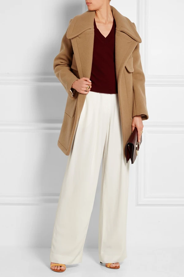 

UK Manteau femme 2019 Autumn Winter Women Wool Simple A line Mid Long Coat Female Brand Classic Overcoat abrigos mujer