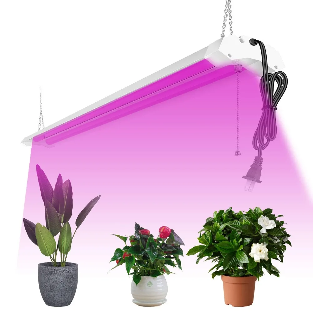 4ft LED Grow Lights 50W Full Spectrum Integrated Growing Lamp Fixtures for Greenhouse Hydroponic Indoor Plant Seedling Veg and Flower, Plug in, ONOff Pull Chain Included (3)
