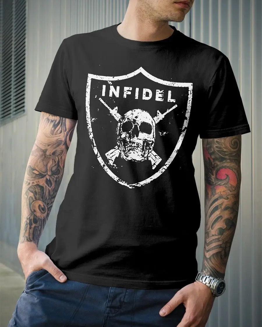 INFIDEL Grunt стильная графическая футболка крутая Повседневная для мужчин унисекс