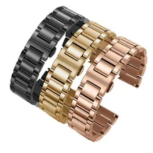 solid Metal Stainless Steel Watch band Strap Bracelet Watchband Wristband Butterfly Clasps Rose Gold 16mm 18mm 20mm 22mm 24mm 20mm stainless steel watch band strap bracelet watchband wristband butterfly clasps black silver rose gold
