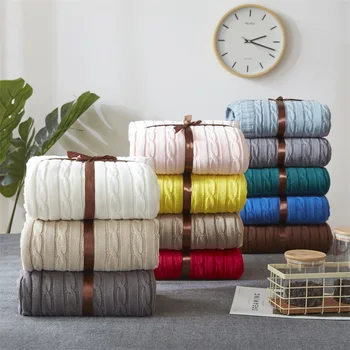 

Beroyal Brand Throw Blanket --1PC 100% Cotton Blanket Adult Knitted Blanket Spring/Autumn Handmade Sofa Blanket 120x180cm