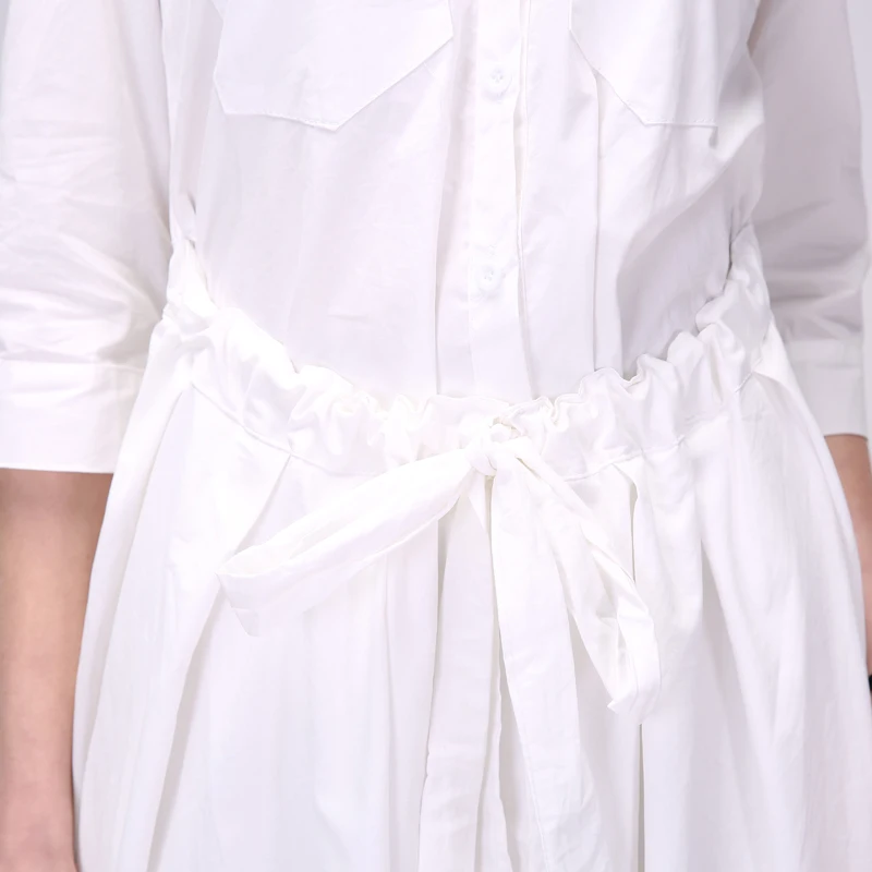 2017-Summer-Dress-Front-Belt-Casual-Turn-down-Collar-Office-Dresses-Women-White-Solid-Sexy-Cotton (5)