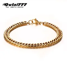 Oulai777 мужской браслет из нержавеющей стали мужские кубинские цепи на руку мужской золотой браслет в стиле минимализма мужские \ x27s модные украшения