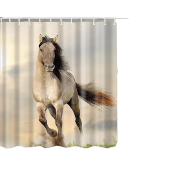 

Retro West Cowboy Boots Hat Horses Waterproof Fabric Polyester Shower Curtains