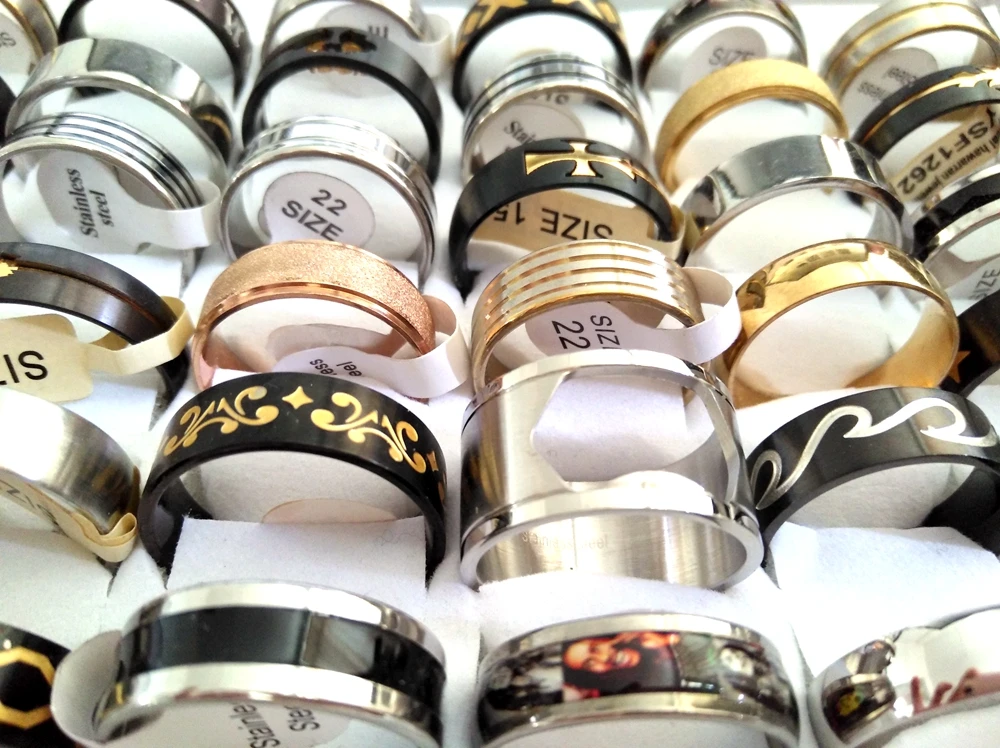 500pcs MIX Fashion Men Women Stainless Steel Rings Wholesale Jewerly Lot