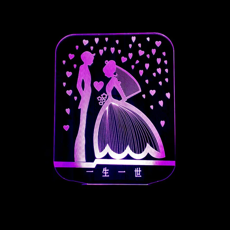 

YIMIA Creative 3D Visual Lover Marry Led Night Light 7 Color Home Table Party Bar Decor Lamp Boys Man Kids Favor Best Gifts