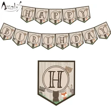 Лесное Животное Тематические баннеры Беби Шауэр детский день рождения украшения поставки лесные животные флаг баннер на заказ