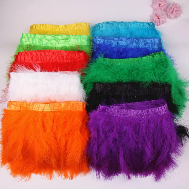 11 색상 diy 2 미터 화재 깃털 주위에 fluff selvage flannelette 깃털 치마 의류 액세서리