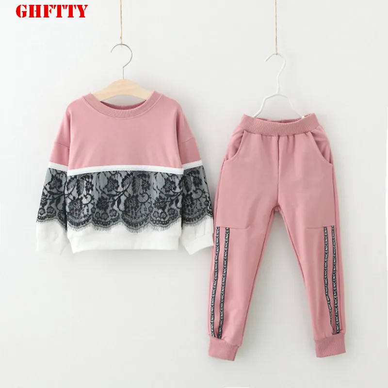 

Girls Sports Suit Spring Summer Kids Sport Outfits For Girls Lace Style Teenage Girls Clothes Set