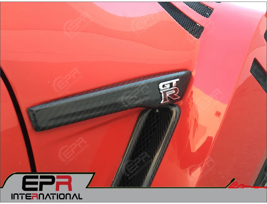 Для Nissan R35 GTR углеродного волокна переднее крыло логотип эмблема Замена Автомобиль Стайлинг для Nissan GTR R35 сухой углерода эмблема охватывает