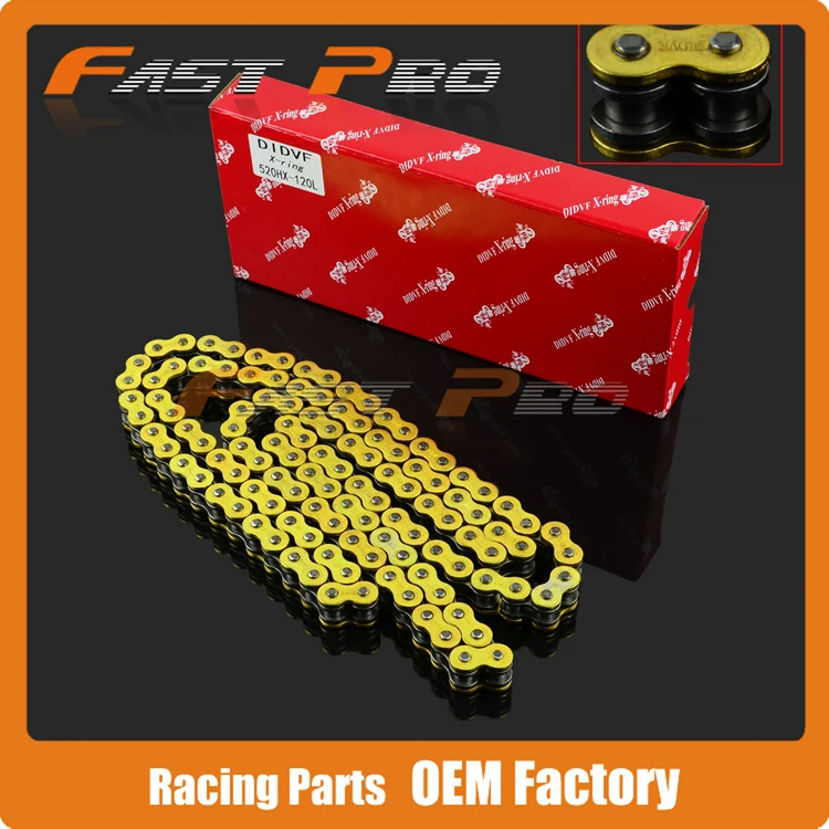 

Gold 520 VF X Ring Seal Chain 120 Link CRF250 CRF450 CR RMZ250 DRZ400 WR250F YZ250F WR450 KAYO T4 T6 Dirt Bike Motorcycle Racing