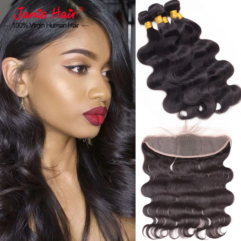 13x4 Lace Frontal Closure With hair Bundles Peruvian Body Wave Lace Frontal closure bleached knots with baby hair cheap hair