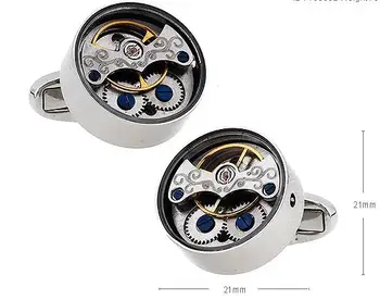 

Sunnylink Men's Cuff Links Movement Black Silver Cufflinks for shirt L1540 21mm