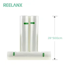 REELANX вакуумные пакеты для вакуумного упаковщика, 1 рулон, 28*500 см, сумка для хранения пищевых продуктов, вакуумные упаковочные пакеты