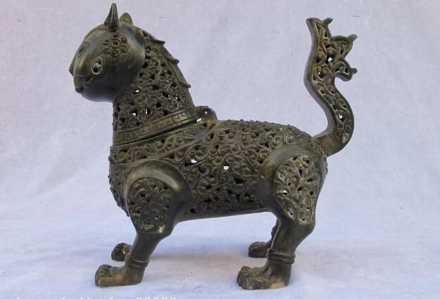 

wholesale factory China Classical Bronze Carved beast Foo Dogs Tiger incense burner