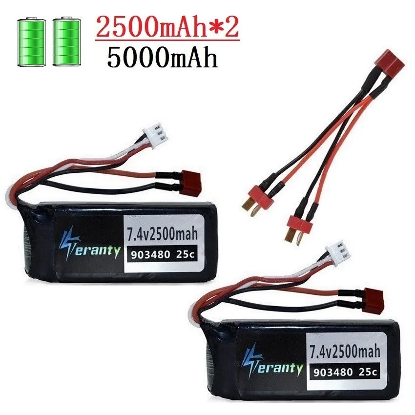 Обновленная батарея 3000 mah/4000 mah/5000 mah 7,4 v для Wltoys 12428 12423 RC автозапчасти 2 шт 7,4 V 2500mah lipo батарея 903480