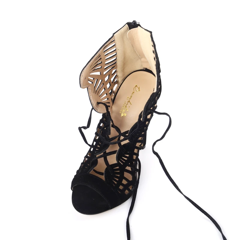 Rumbidzo/Брендовые женские туфли-лодочки; коллекция года; повседневные туфли на высоком каблуке с открытым носком, на шнуровке, с вырезами; женские туфли-гладиаторы на высоком тонком каблуке; Sapatos