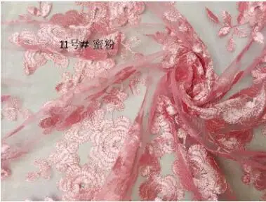 18 цветов на выбор французская кружевная ткань высокого качества Тюль вышитый цветок прозрачная сетчатая кружевная ткань для свадьбы RS1017 - Цвет: 11 Peach Pink
