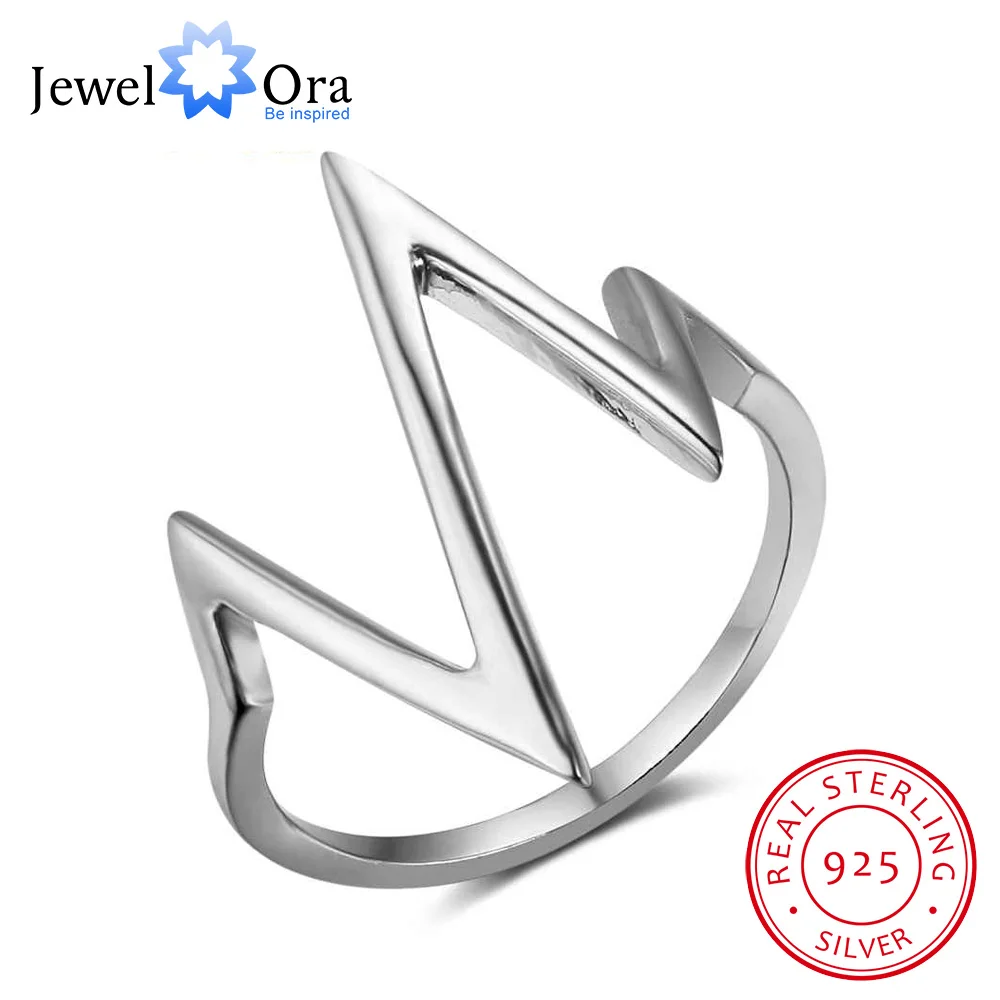 

New 925 Sterling Sliver Rings for Women Unique Design Lightning Heartbeat Shape Romantic Style Gift to Girls JewelOra RI102766
