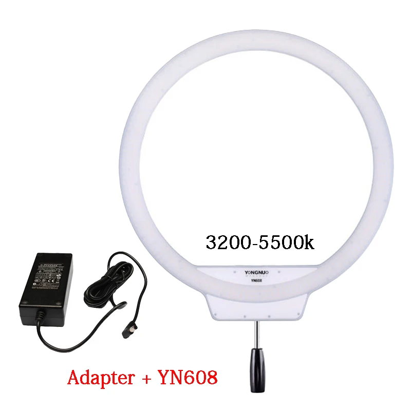 

YONGNUO YN608 Annular LED Ring Light 3200K~5500K Bi-Color Temperature Photo Lamp Video Light Wireless Remote with Power Adapter