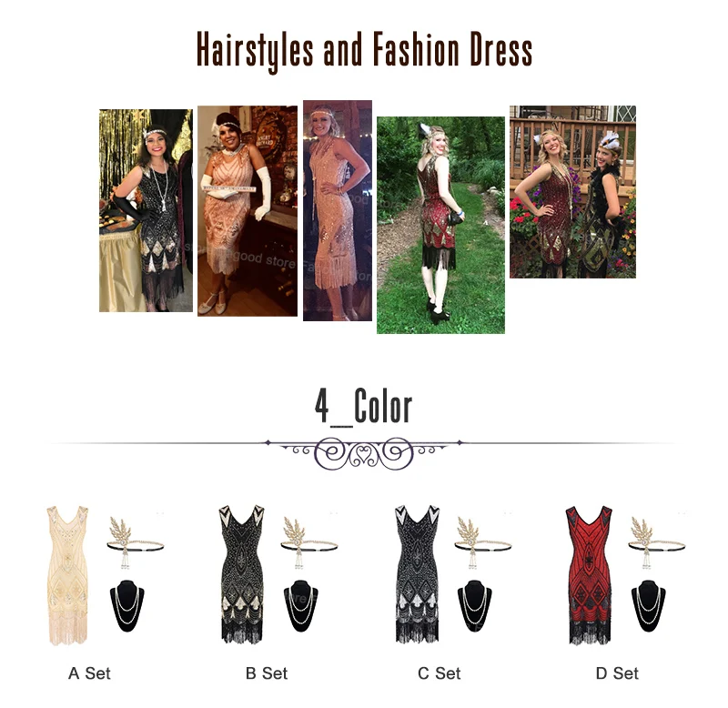 1920s Flapper Dress Gatsby Sequin Art Deco Cocktail Dress Women (1)