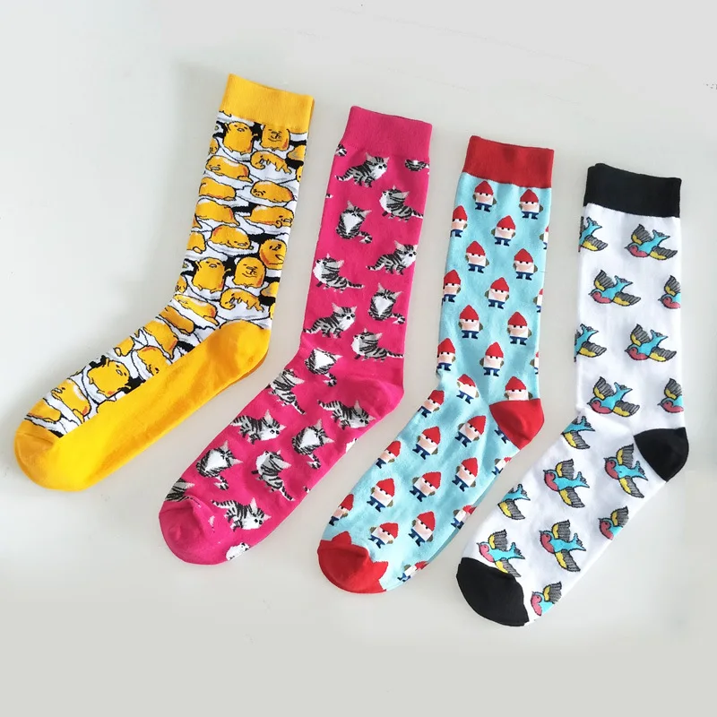 Cartoon Gudetama print socks house swallow cat cute fun men cotton sock autumn winter sporting casual absorb sweat breathable