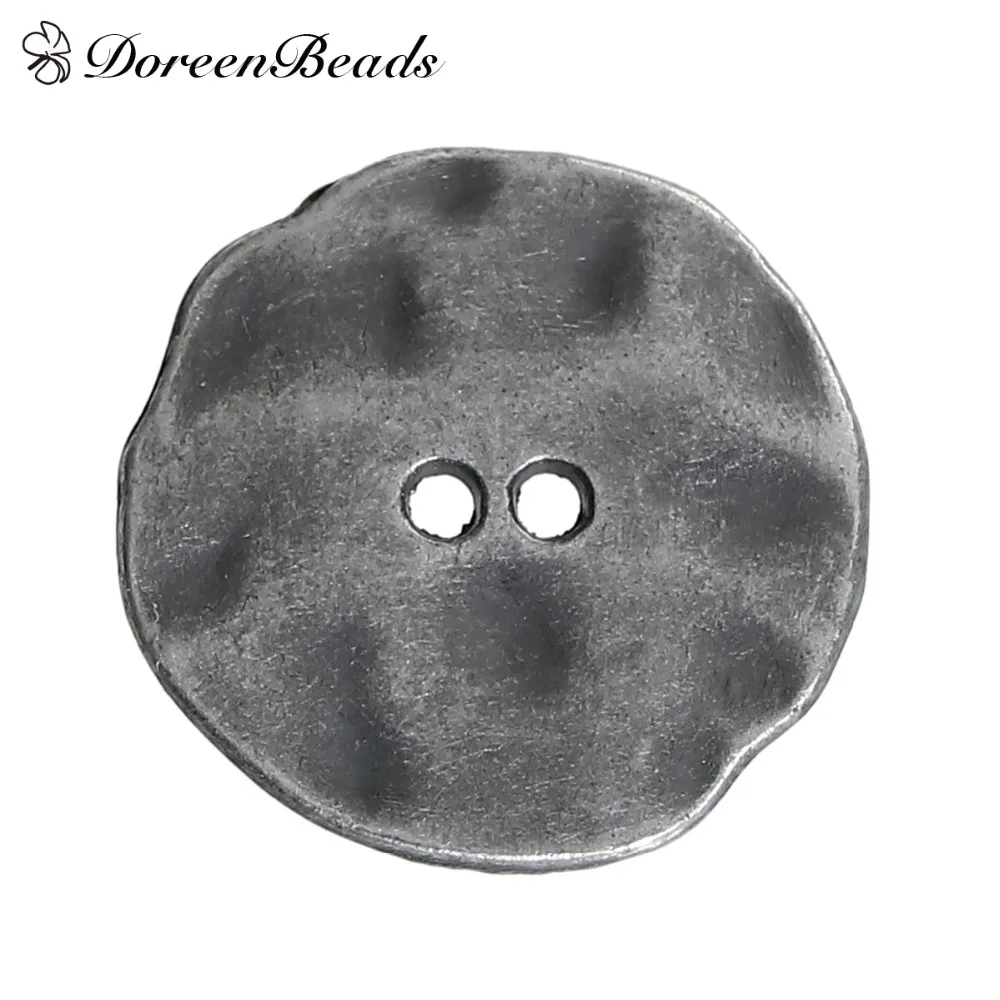 DoreenBeads Zinc Based Alloy Metal Sewing Buttons Irregular Antique Silver / Antique Pewter 2