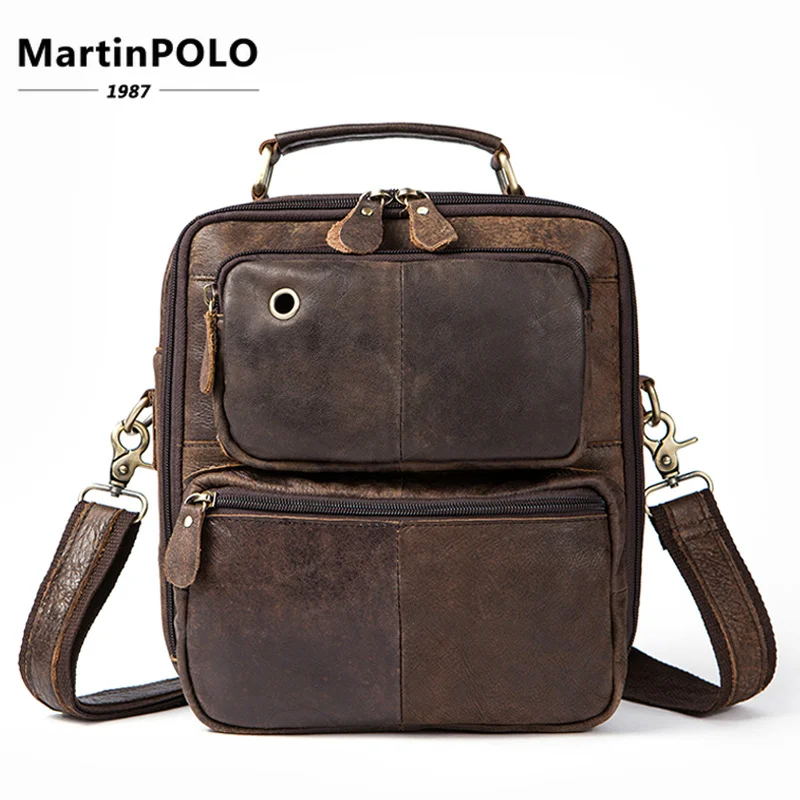 

Men's Shoulder Bag Genuine Leather Messenger Bag Leather Flap Man Handle-top Crossbody Bags For Men Vintage Men's Bag 2019 8951
