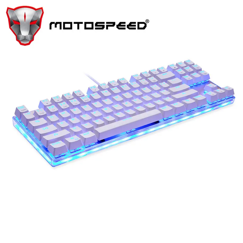 Motospeed K87S ABS USB2.0 Проводная Механическая клавиатура LED с RGB подсветкой синий переключатель Настольный русский геймер завязывание белый 1,8 м
