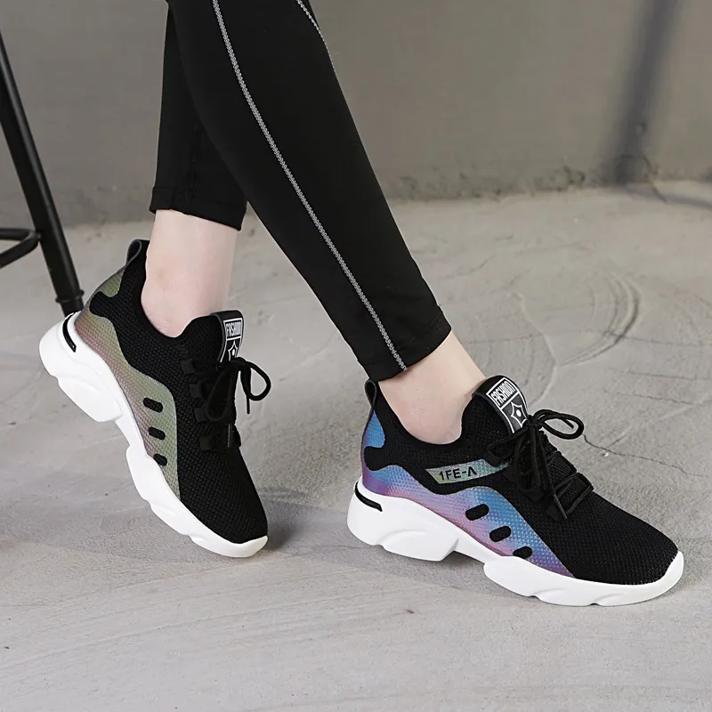 

Black casual female 2019 spring new net red women's shoes thick bottom spring single shoes flat