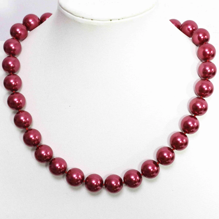 18color multiclor shell simulated-pearl round beads necklace for women 8mm 10mm 12mm high grade chain choker jewelry 18inch B637 | Украшения