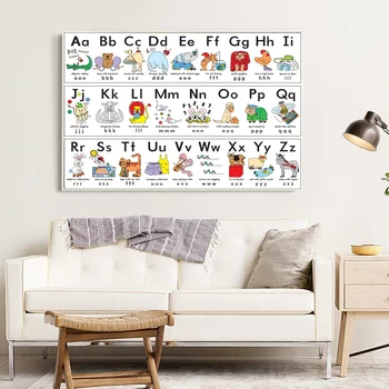 

Animal ABC Alphabe Art Silk Fabric Poster Prints Home Wall Decor Painting 75x50cm