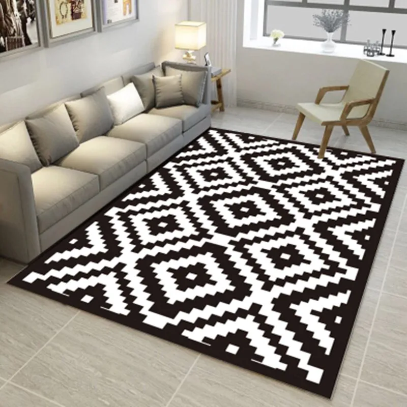 Black And White Lattice Pattern Carpet Home Bedroom Decor Floor Mat Enchanting Carpets For Bedroom Decor Black And White Lattice Pattern Carpet Home Bedroom Decor Floor Mat Enchanting Carpets For Bedroom Decor