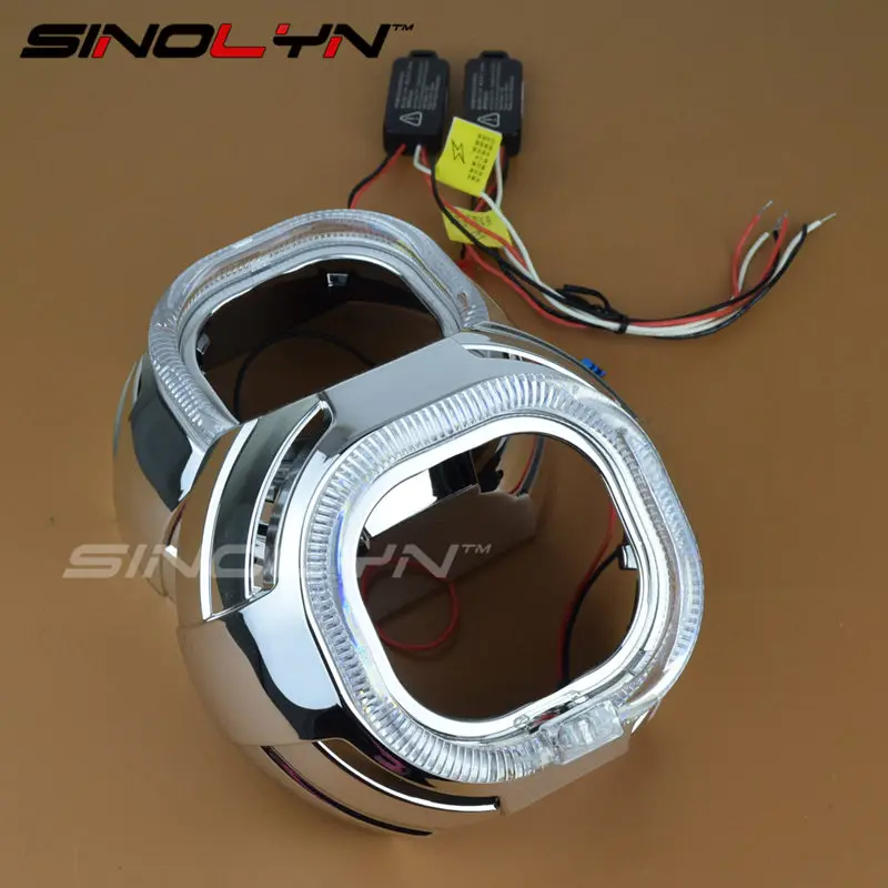 

Square LED Daytime Running Light Angel Eye DRL Integrated Bezel Shrouds Masks Covers For 3.0'' Q5 G5 Bi-xenon Projector Lens