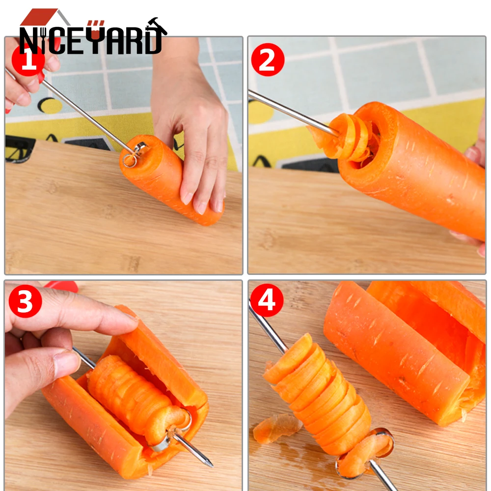 

NICEYARD Fruit Carving Tools Spiral Slicer Kitchen Tools Manual Roller Cooking Tools Vegetable Spiral Cutter Gadagets