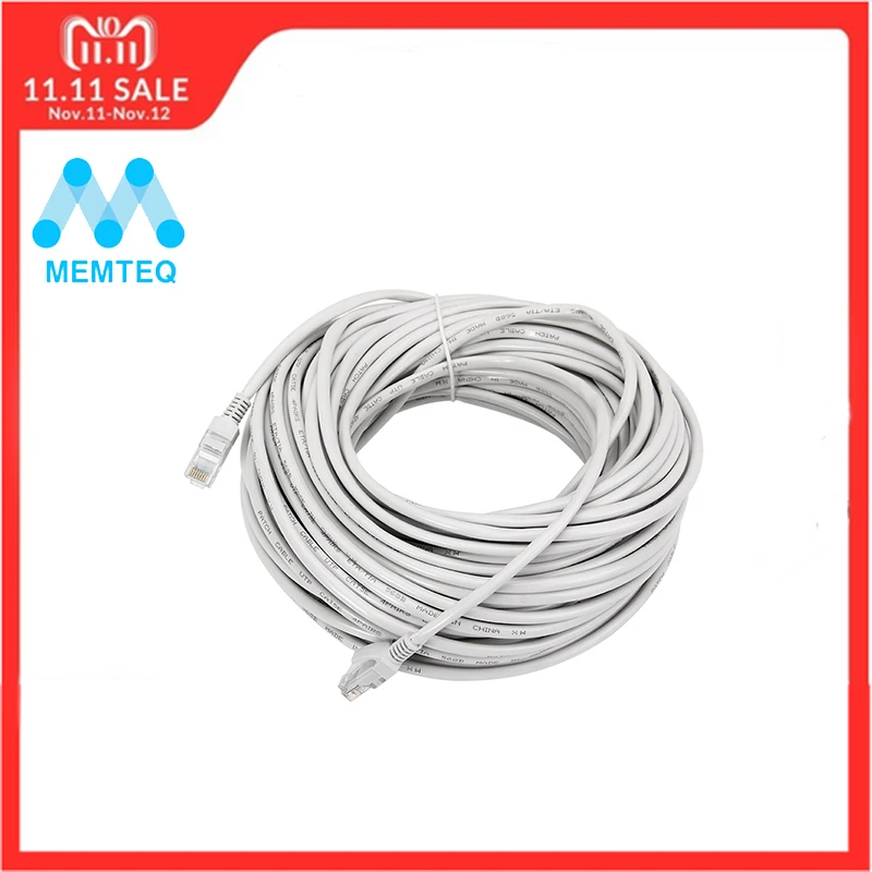 

MEMTEQ Ethernet Cable 100FT 30m Cat 5e Ethernet Cable RJ45 Cat5e Network LAN Internet Patch Lead White for PC Router Laptop