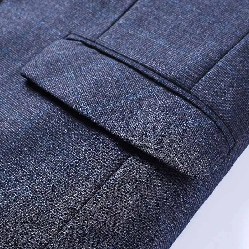 2019 Men'S Slim Blazer Quality Men'S Business Casual Single-Breasted Suit Men'S Simple Fashion Trend Wild Grid Single West