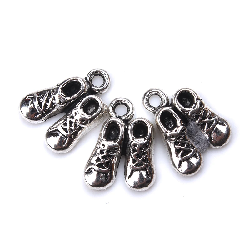 

10pcs/lot 14 x 11 mm Baby Shoe Charms Antique Silver Tone Too Cute for diy jewelry accessories necklace pendant findings making