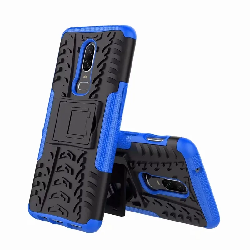 

For Oneplus 6 case Luxury Hybrid PC Silicone Armor Rubber Back Cover For One plus 6 Shockproof Stand Holder Coque Fundas