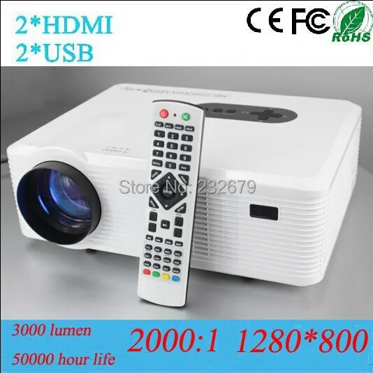 1280 * 800 с высоким разрешением HD видео проектор 2 жк-hdmi и 2usb vga тв-тюнер соединение DVD /