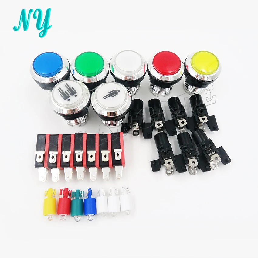 100 pcs Silver Plated Illuminated Chrome Button with microswitch LED