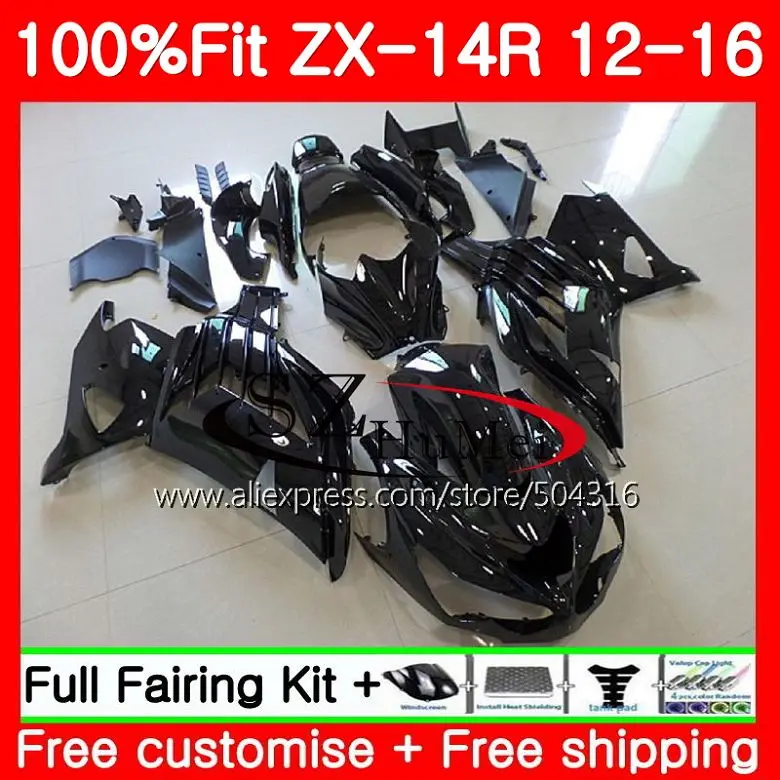 

Injection For KAWASAKI NINJA ZZR 1400 ZX 14R ZZR1400 Glossy black 25SH3 ZX14R 12 13 14 15 16 ZX-14R 2012 2013 2014 2015 Fairing