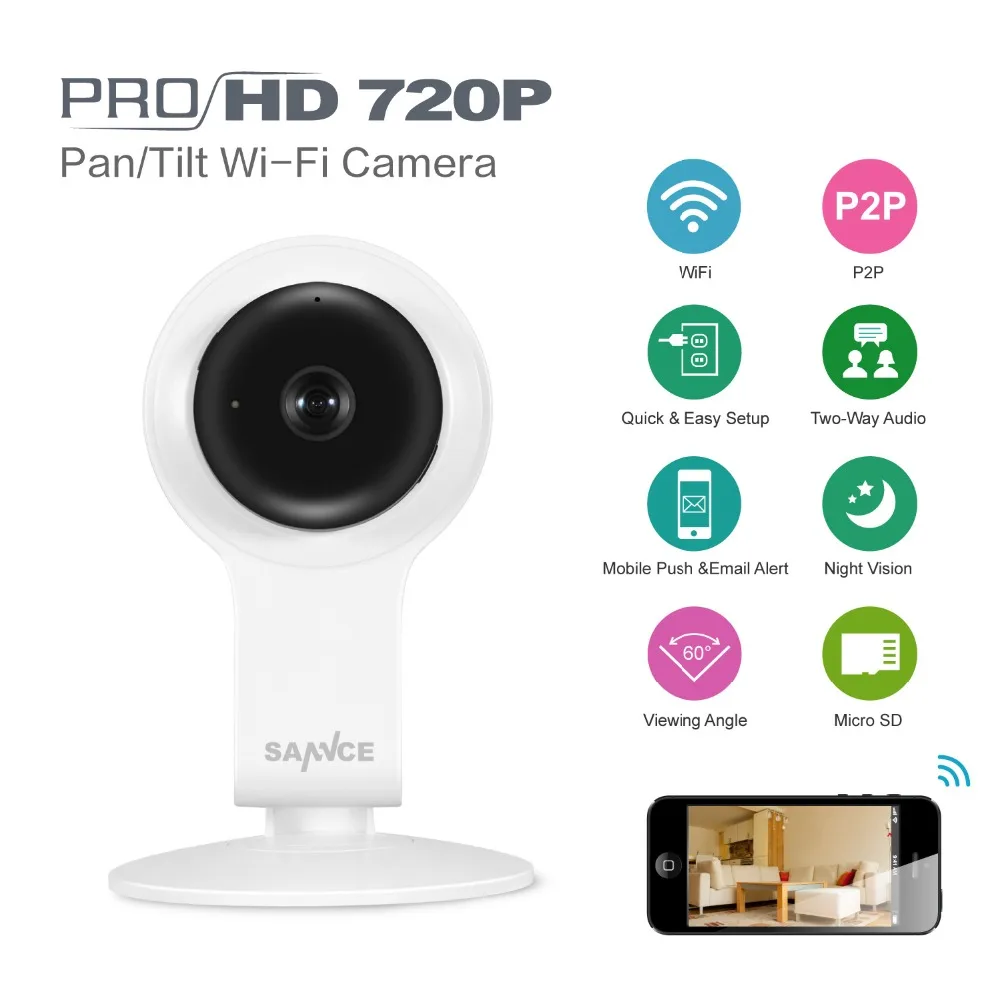 

SANNCE 720P HD Wireless IP Camera Baby Monitor 1MP Smart Wifi Security Camera home IR Night P2P Network CCTV Video Camera Indoor