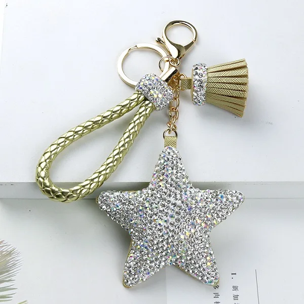 Новинка! Модный и фантастический брелок для ключей с изображением морской звезды, морской звезды, жемчужный брелок для ключей, брелок с кристаллами, женский подарок
