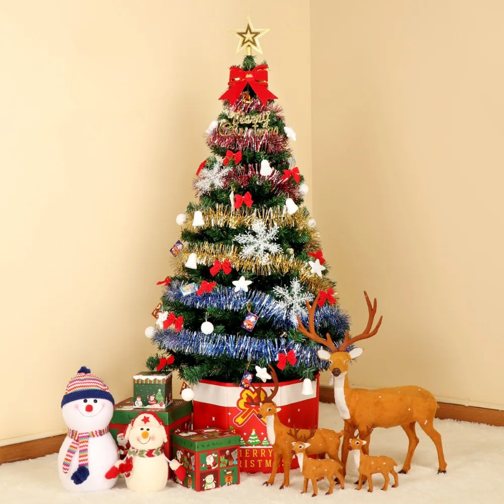 

Christmas Tree 1.5m Pet Bare Tree Simulation Green DIY Christmas New Year Decorations Tree With Lights