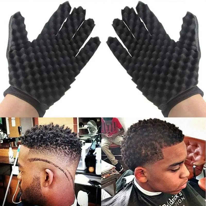 

Black Magic Curl Hair Sponge Gloves for Barbers Wave Twist Brush Gloves Styling Tool For Curly Hair Styling Care High Quality