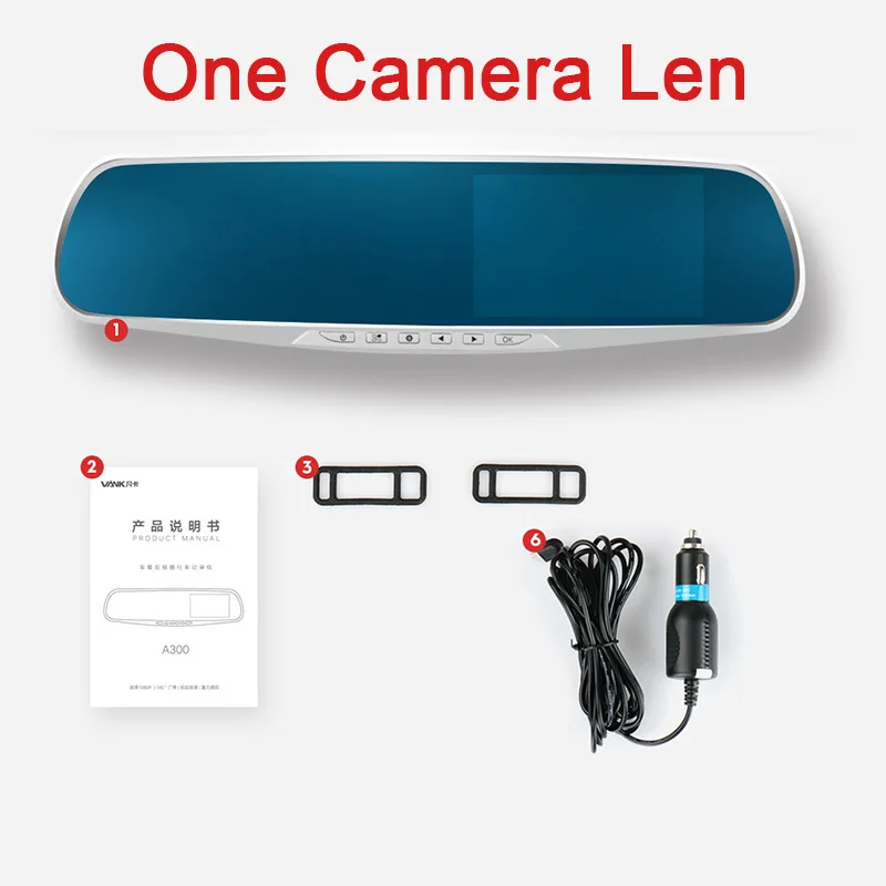 Камера заднего вида с двойным объективом камера заднего вида Авто Full HD 1080 P Даш камера для записывающее устройство для автомобиля 4,3 дюймов камера ночного видения - Название цвета: One Camera Lens