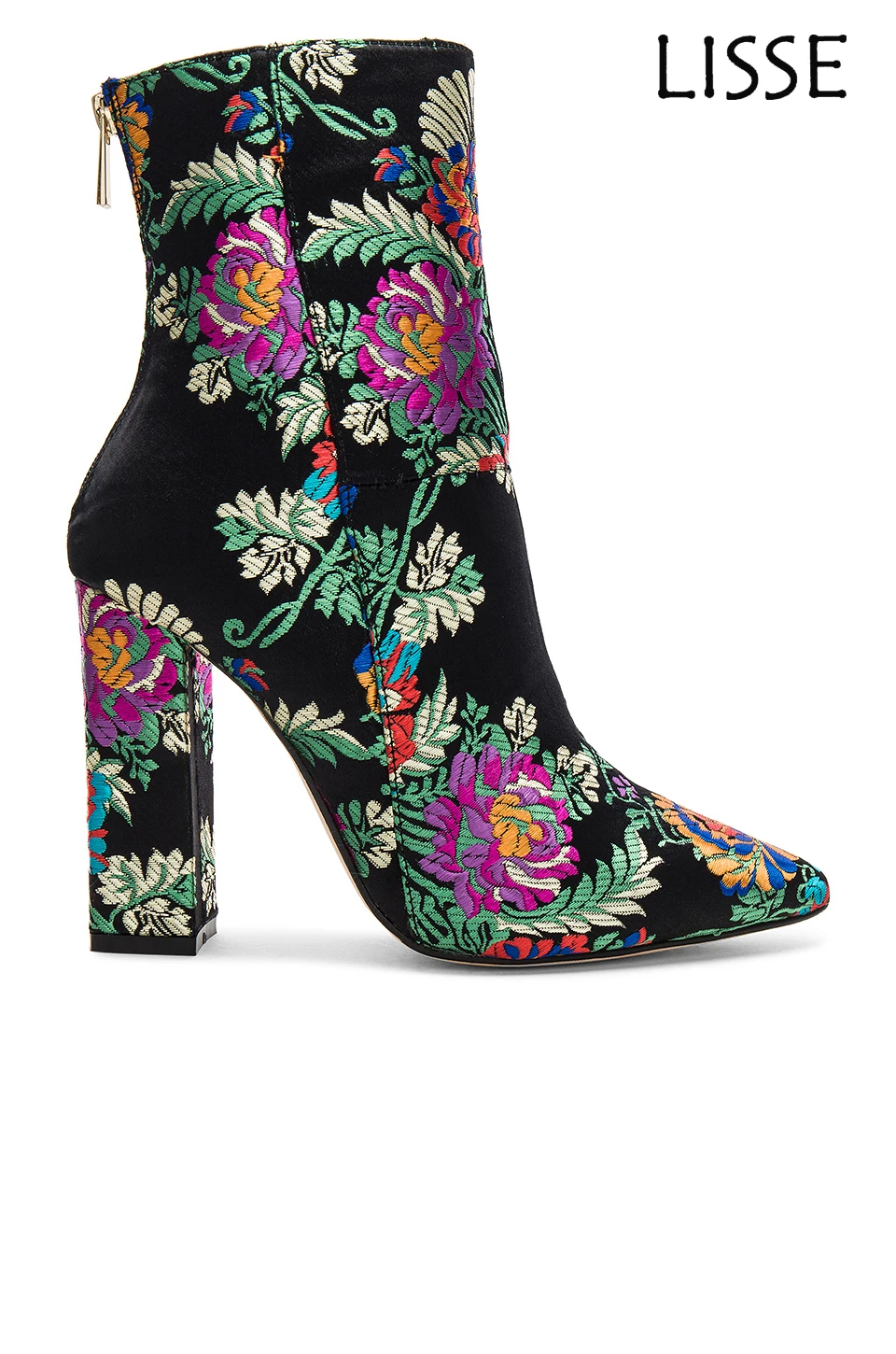 block heel fabric ankle boots